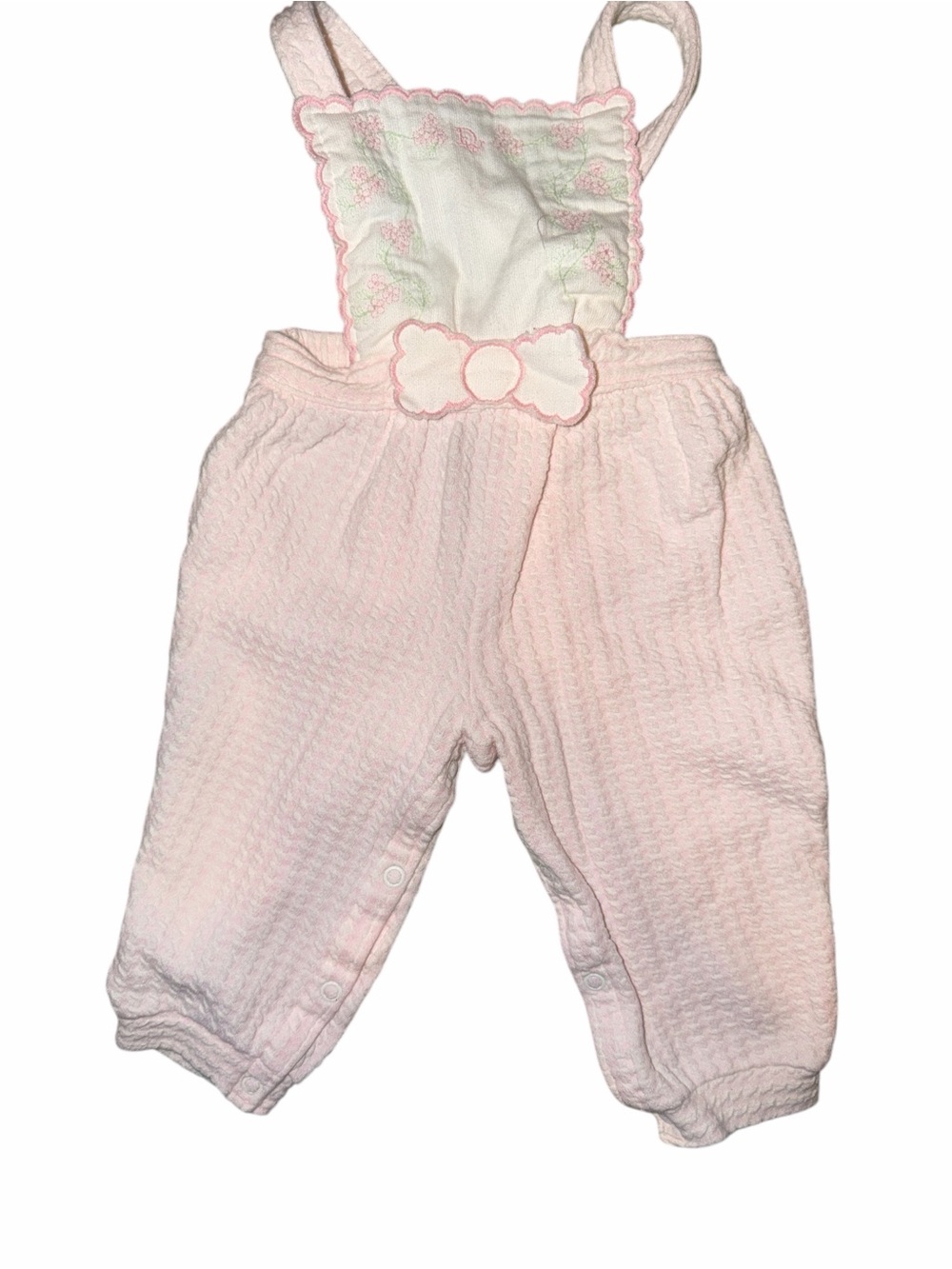 Vintage Baby Dior Pink Floral Embroidered Romper 18 Months Made in USA